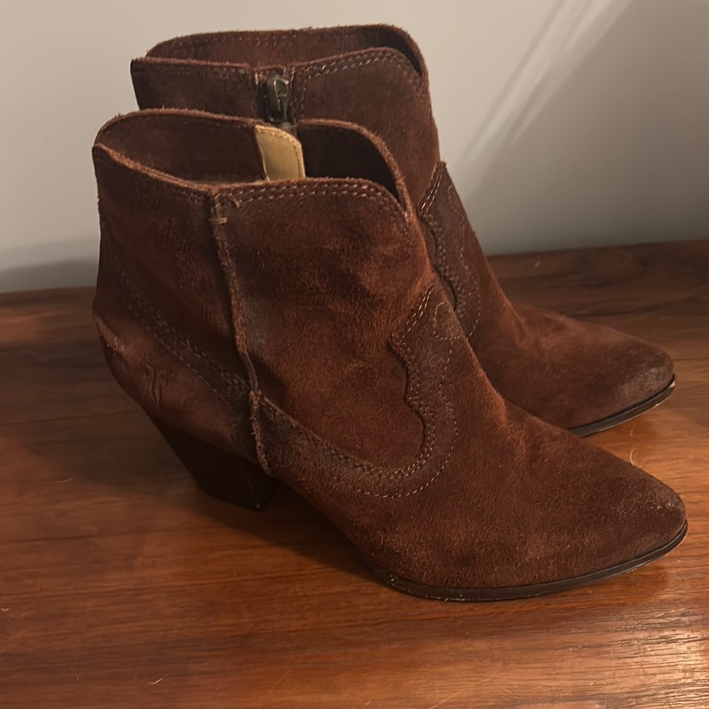 Frye Brown Ankle Boots Western Style